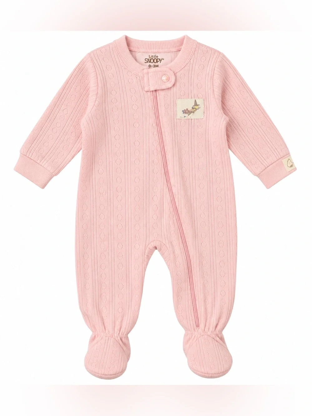 NWT Little Snoopy Peanuts Pink Pointelle Footed Sleeper 0-3M